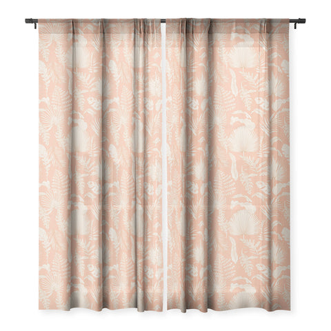 Iveta Abolina Palm Leaves Beige Coral Sheer Window Curtain