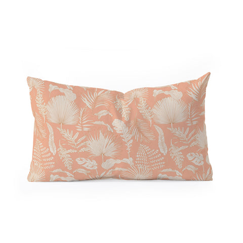 Iveta Abolina Palm Leaves Beige Coral Oblong Throw Pillow