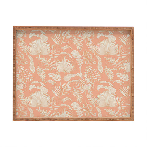 Iveta Abolina Palm Leaves Beige Coral Rectangular Tray