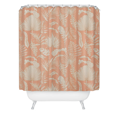 Iveta Abolina Palm Leaves Beige Coral Shower Curtain