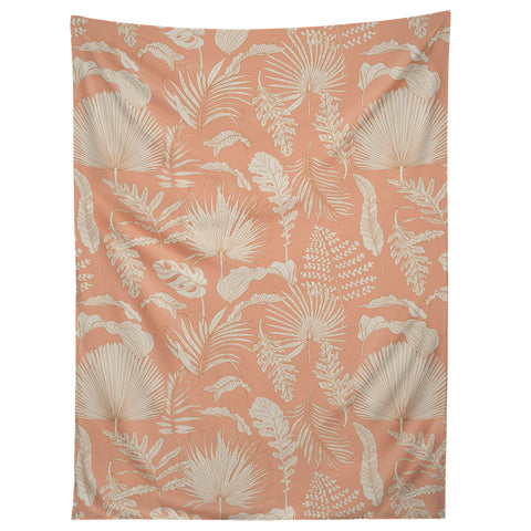 Iveta Abolina Palm Leaves Beige Coral Tapestry