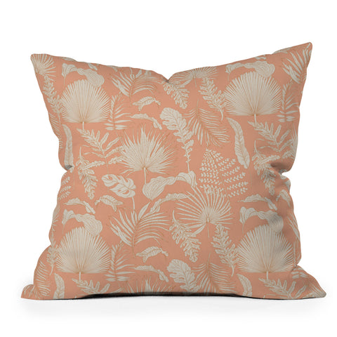 Iveta Abolina Palm Leaves Beige Coral Throw Pillow
