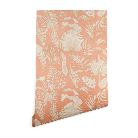 Iveta Abolina Palm Leaves Beige Coral Wallpaper