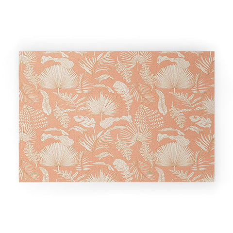 Iveta Abolina Palm Leaves Beige Coral Welcome Mat