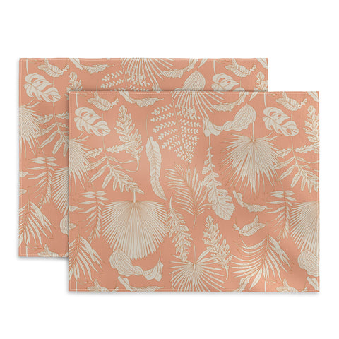 Iveta Abolina Palm Leaves Beige Coral Placemat