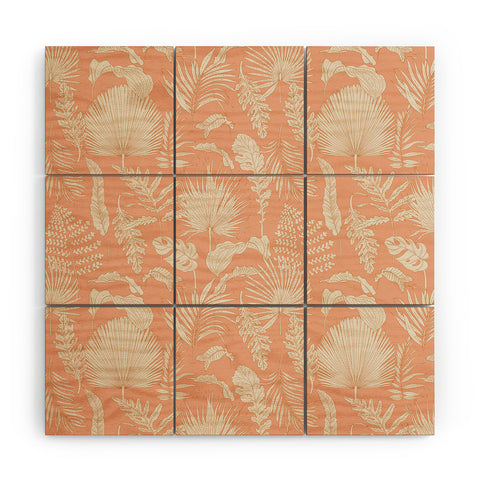 Iveta Abolina Palm Leaves Beige Coral Wood Wall Mural