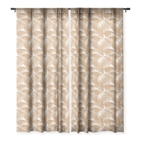 Iveta Abolina Palm Leaves Beige Sheer Window Curtain