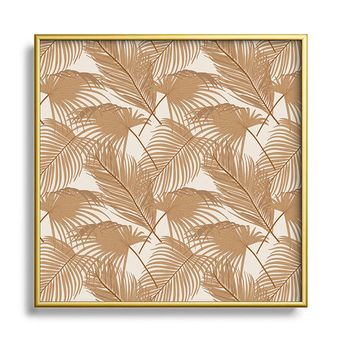 Iveta Abolina Palm Leaves Beige Square Metal Framed Art Print