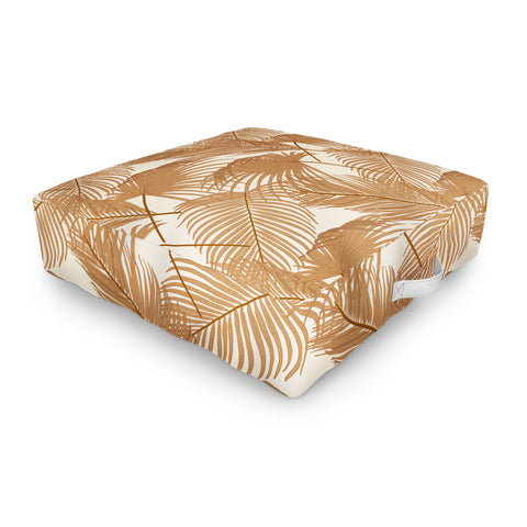 Iveta Abolina Palm Leaves Beige Outdoor Floor Cushion