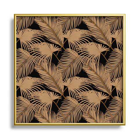 Iveta Abolina Palm Leaves Black Square Metal Framed Art Print
