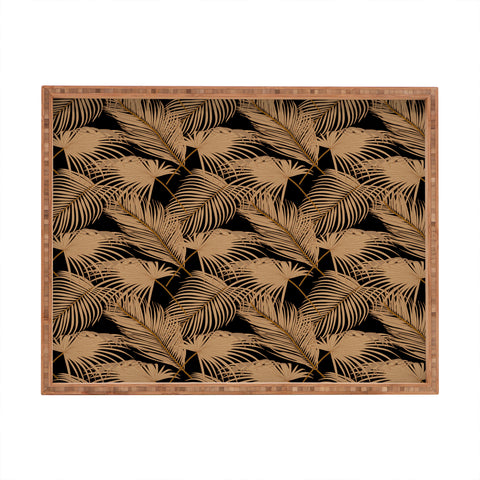 Iveta Abolina Palm Leaves Black Rectangular Tray