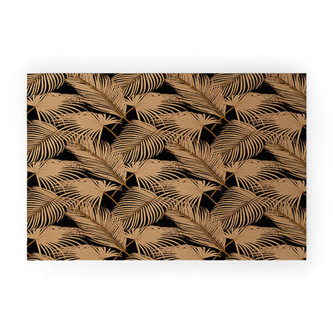 Iveta Abolina Palm Leaves Black Welcome Mat