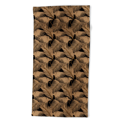 Iveta Abolina Palm Leaves Black Beach Towel
