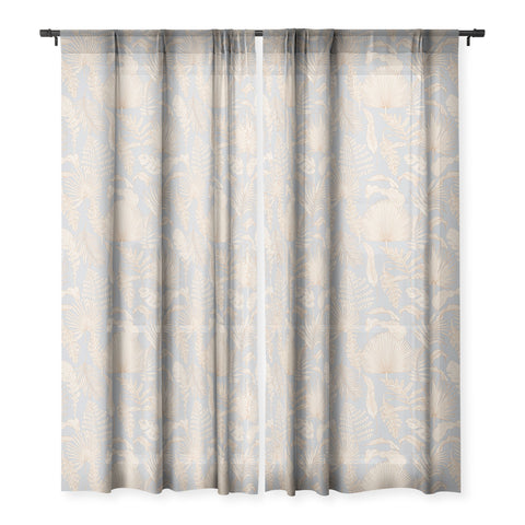 Iveta Abolina Palm Leaves Blue Sheer Window Curtain