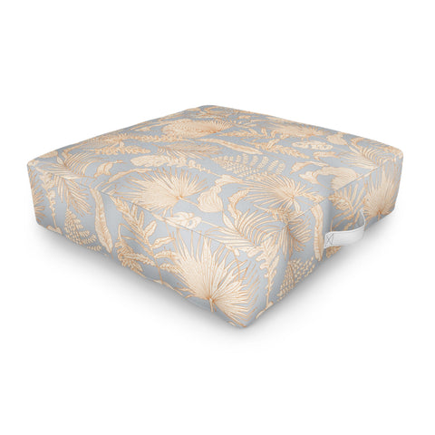 Iveta Abolina Palm Leaves Blue Outdoor Floor Cushion