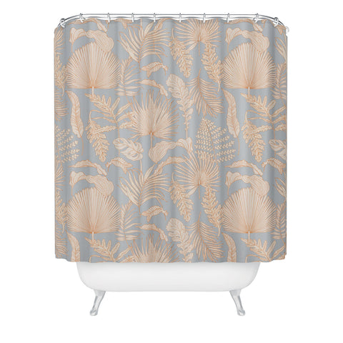 Iveta Abolina Palm Leaves Blue Shower Curtain
