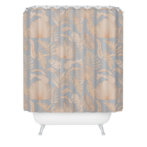 Iveta Abolina Palm Leaves Blue Shower Curtain