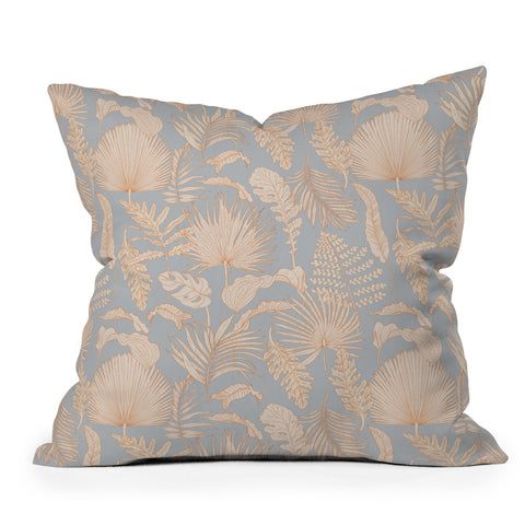 Iveta Abolina Palm Leaves Blue Throw Pillow