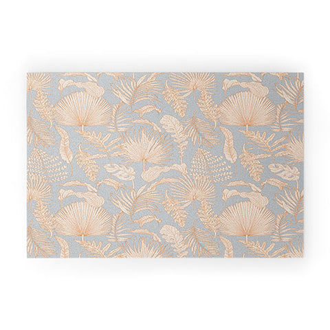 Iveta Abolina Palm Leaves Blue Welcome Mat
