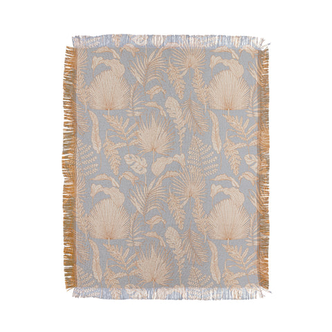 Iveta Abolina Palm Leaves Blue Throw Blanket