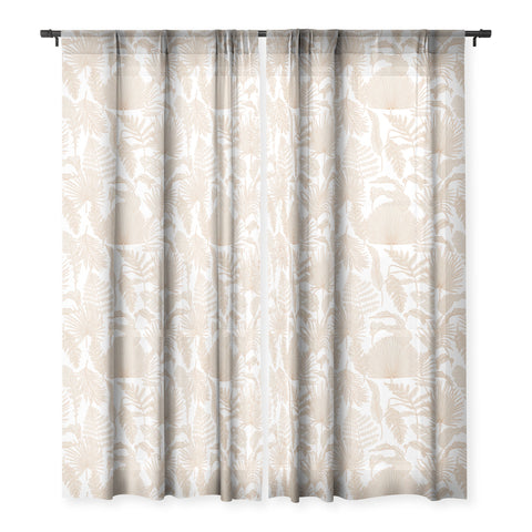 Iveta Abolina Palm Leaves Cream White Sheer Window Curtain