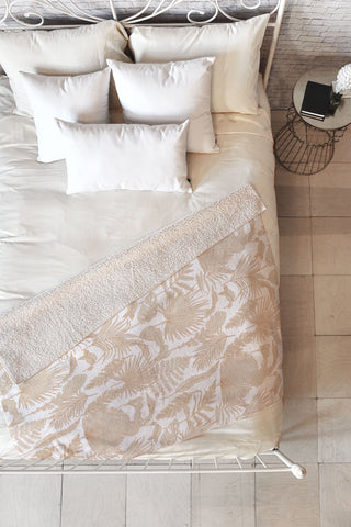 Iveta Abolina Palm Leaves Cream White Fleece Throw Blanket
