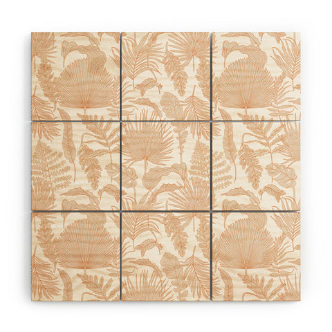 Iveta Abolina Palm Leaves Cream White Wood Wall Mural