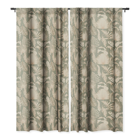 Iveta Abolina Palm Leaves Sage Blackout Window Curtain