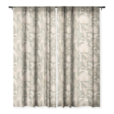 Iveta Abolina Palm Leaves Sage Sheer Window Curtain