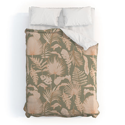 Iveta Abolina Palm Leaves Sage Duvet Cover