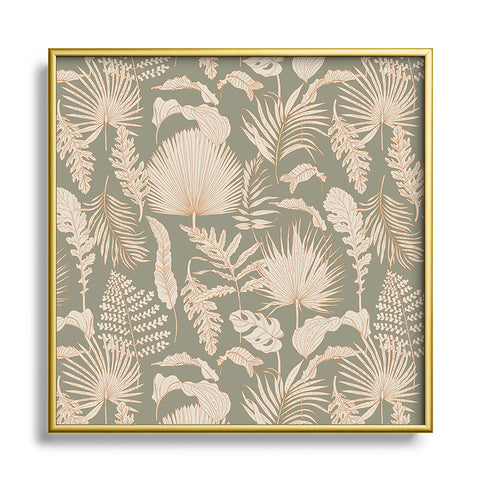 Iveta Abolina Palm Leaves Sage Square Metal Framed Art Print