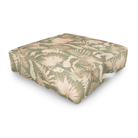 Iveta Abolina Palm Leaves Sage Outdoor Floor Cushion