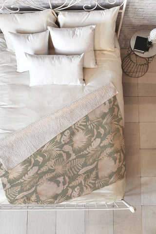 Iveta Abolina Palm Leaves Sage Fleece Throw Blanket