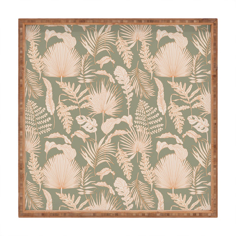 Iveta Abolina Palm Leaves Sage Square Tray