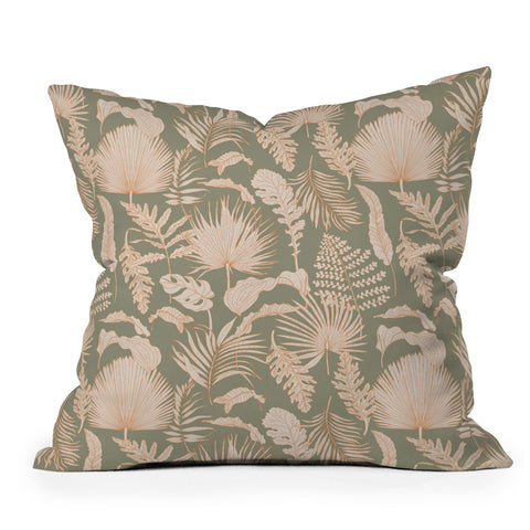 Iveta Abolina Palm Leaves Sage Throw Pillow