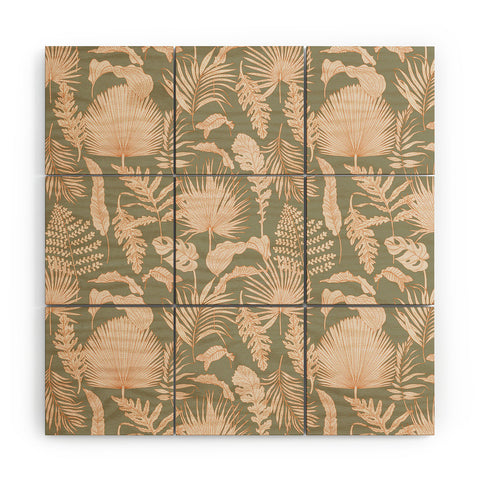Iveta Abolina Palm Leaves Sage Wood Wall Mural