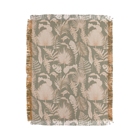 Iveta Abolina Palm Leaves Sage Throw Blanket