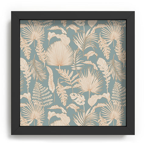 Iveta Abolina Palm Leaves Teal Recessed Framing Square