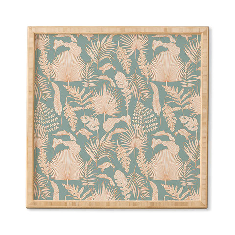 Iveta Abolina Palm Leaves Teal Framed Wall Art