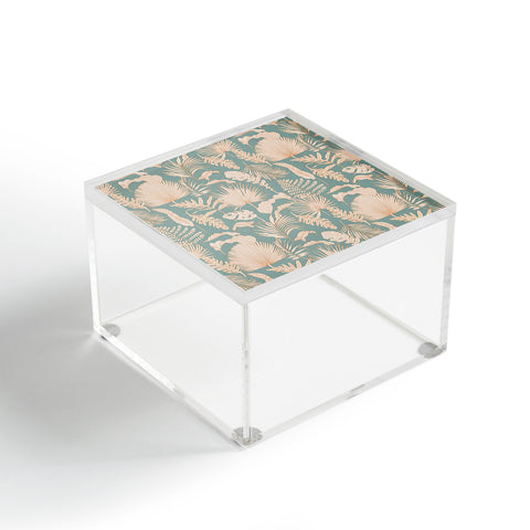 Iveta Abolina Palm Leaves Teal Acrylic Box
