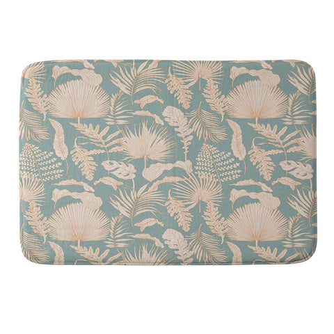 Iveta Abolina Palm Leaves Teal Memory Foam Bath Mat