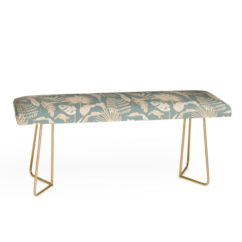 Iveta Abolina Palm Leaves Teal Bench