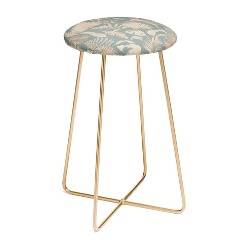 Iveta Abolina Palm Leaves Teal Counter Stool