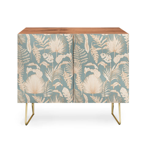 Iveta Abolina Palm Leaves Teal Credenza