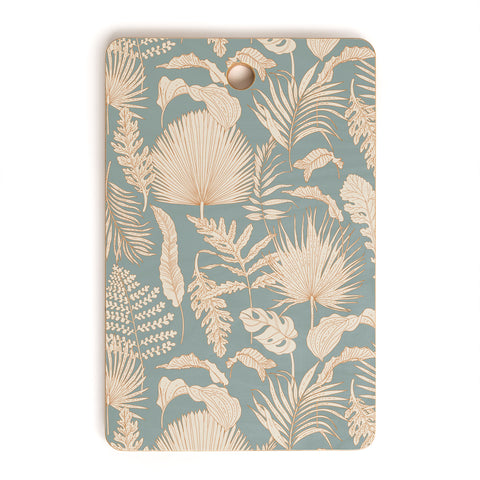 Iveta Abolina Palm Leaves Teal Cutting Board Rectangle