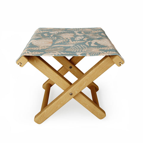 Iveta Abolina Palm Leaves Teal Folding Stool