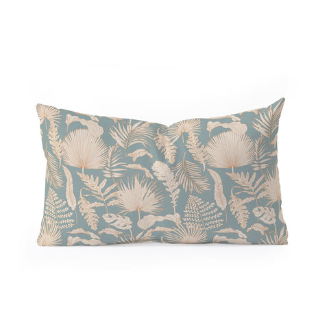 Iveta Abolina Palm Leaves Teal Oblong Throw Pillow