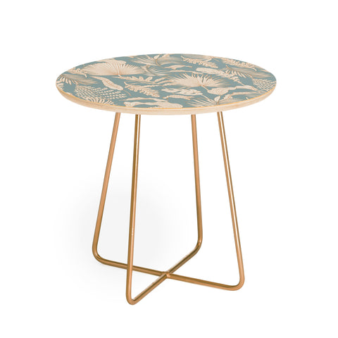 Iveta Abolina Palm Leaves Teal Round Side Table