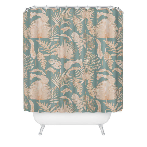 Iveta Abolina Palm Leaves Teal Shower Curtain