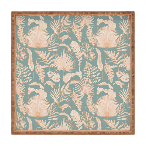 Iveta Abolina Palm Leaves Teal Square Tray